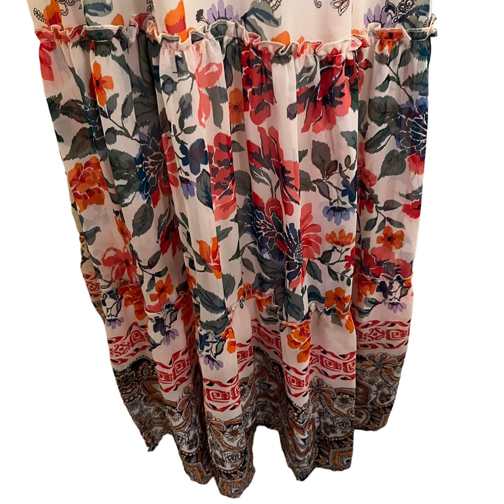 Fig & Flower Floral Block Print Vero Off the Shoulder Smocked Waist Maxi Dress - Picture 5 of 15